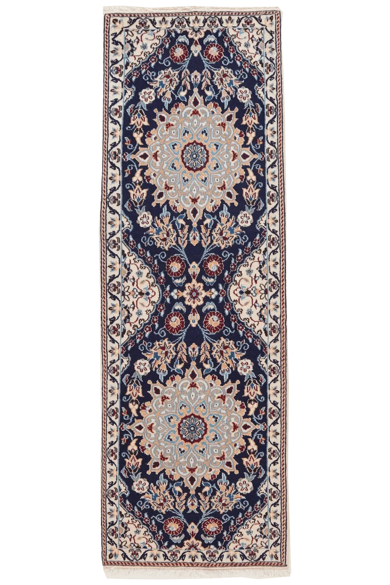 Nain 9La · Handgeknüpft – Blau, 147x48 cm