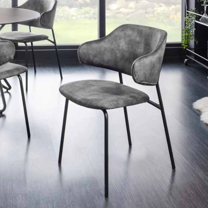 Moderner Stuhl MODA grau Samt Metallbeine