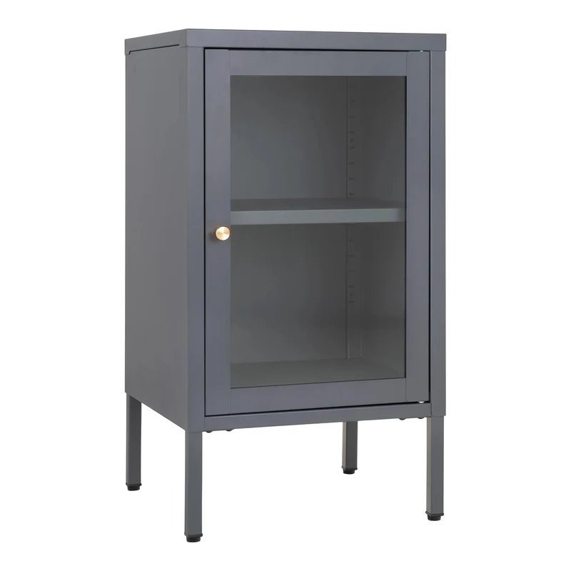 Moderne Kommode DAILY 70cm grau Glastür Metall