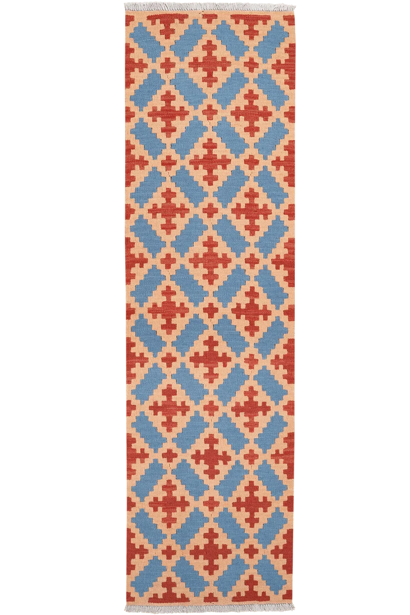 Kelim Gashgai · Handgewebt – Blau, 198x56 cm