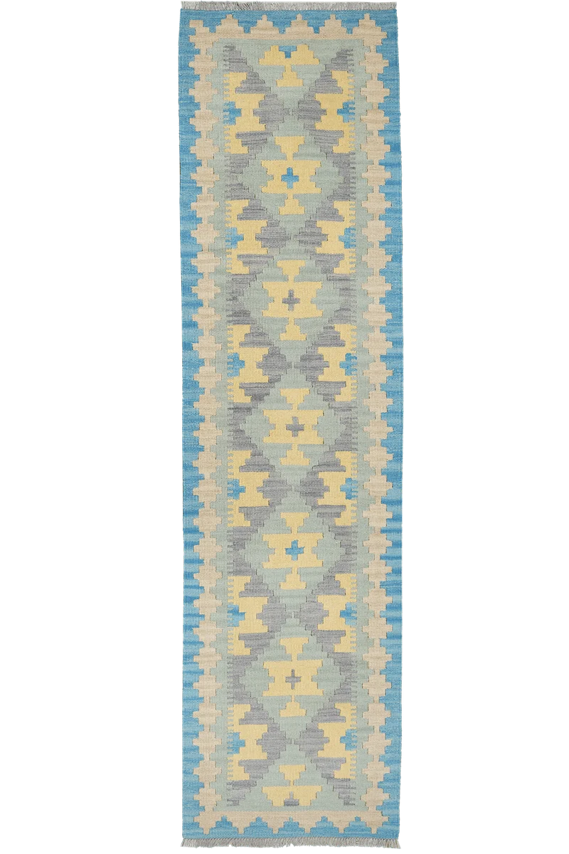 Kelim Gashgai · Handgewebt – Grün, 241x62 cm