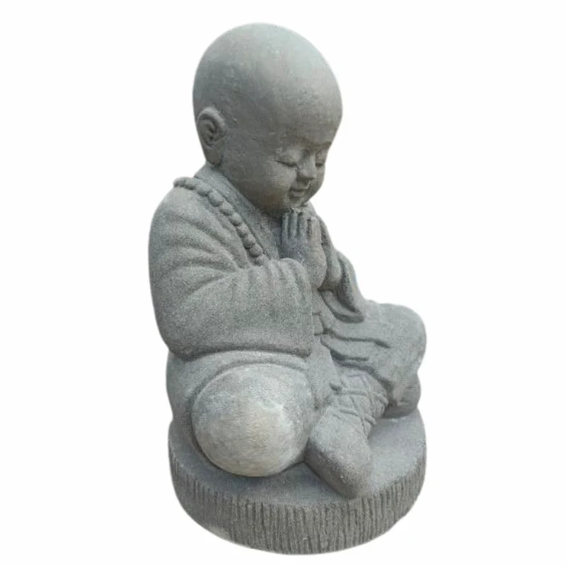 Buddha Figur BERDOA 40cm Grau Zement Garten Dekoration