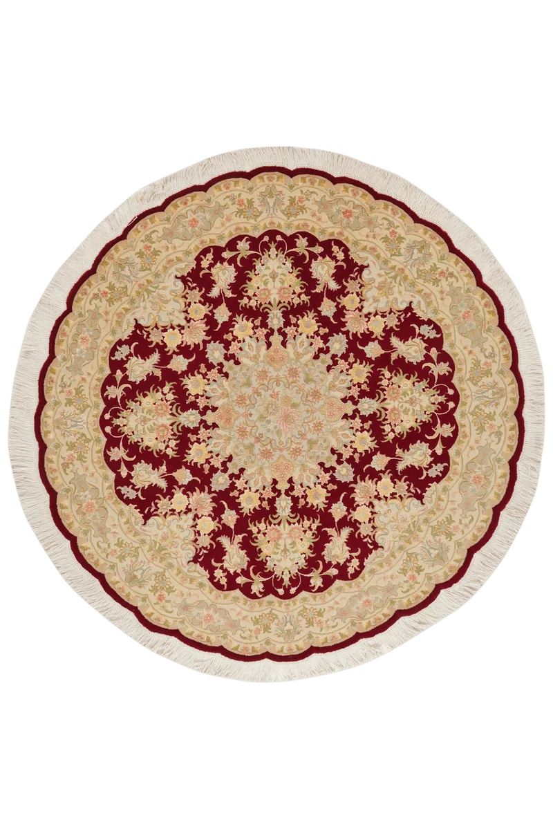 Tabriz Round · Handgeknüpft – Rot, 146x146 cm