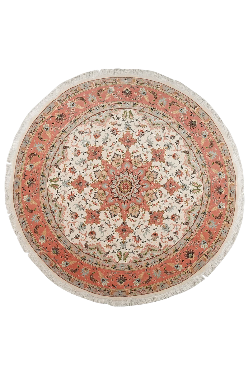 Tabriz Round · Handgeknüpft – Beige, 200x200 cm