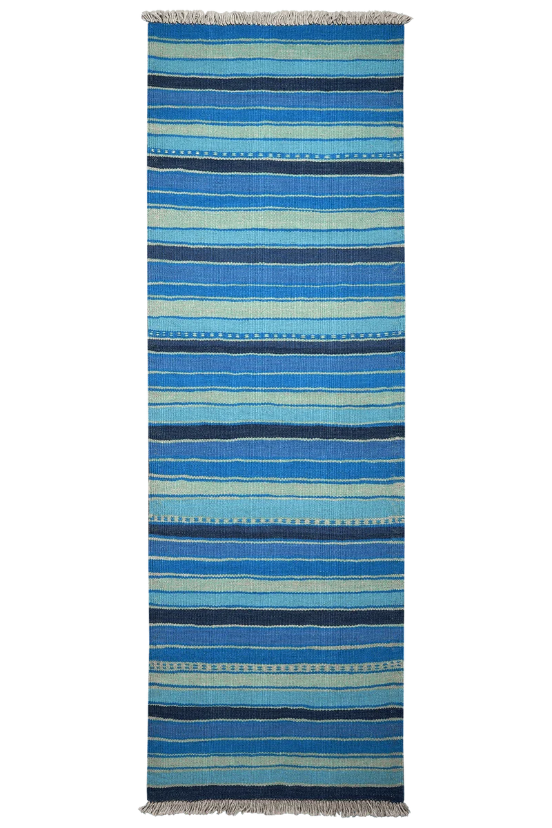 Kelim Gashgai · Handgewebt – Blau, 196x65 cm