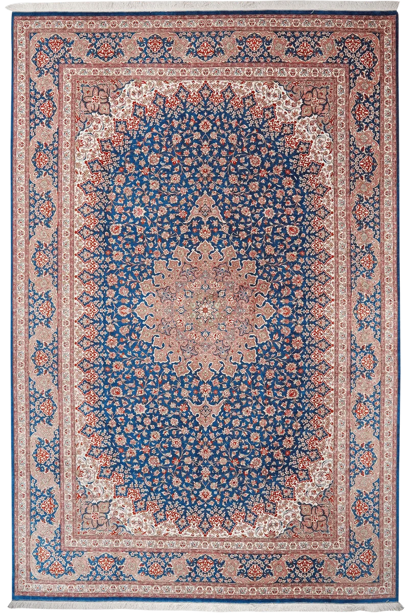 Ghoum Seide · Handgeknüpft – Blau, 299x197 cm