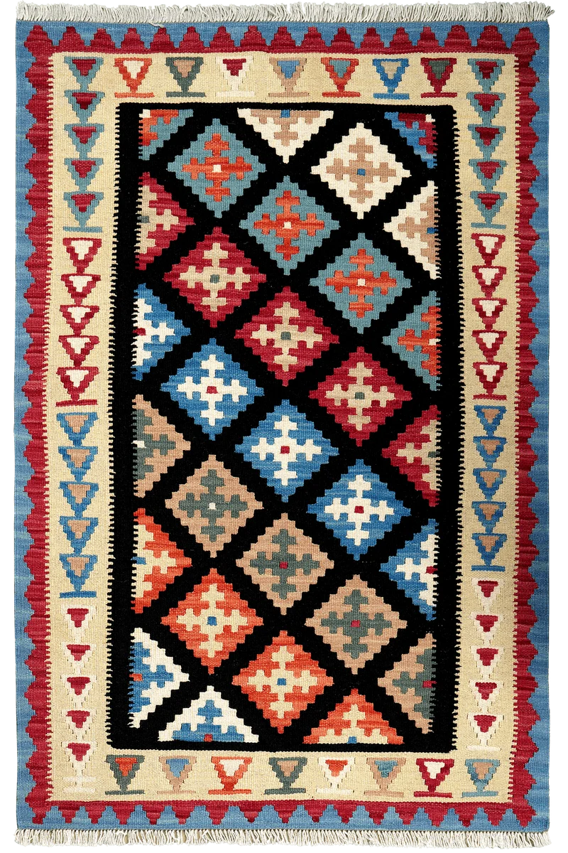 Kelim Gashgai · Handgewebt – Schwarz, 154x101 cm