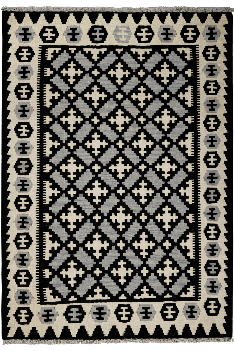 Kelim Gashgai · Handgewebt – Schwarz, 177x124 cm