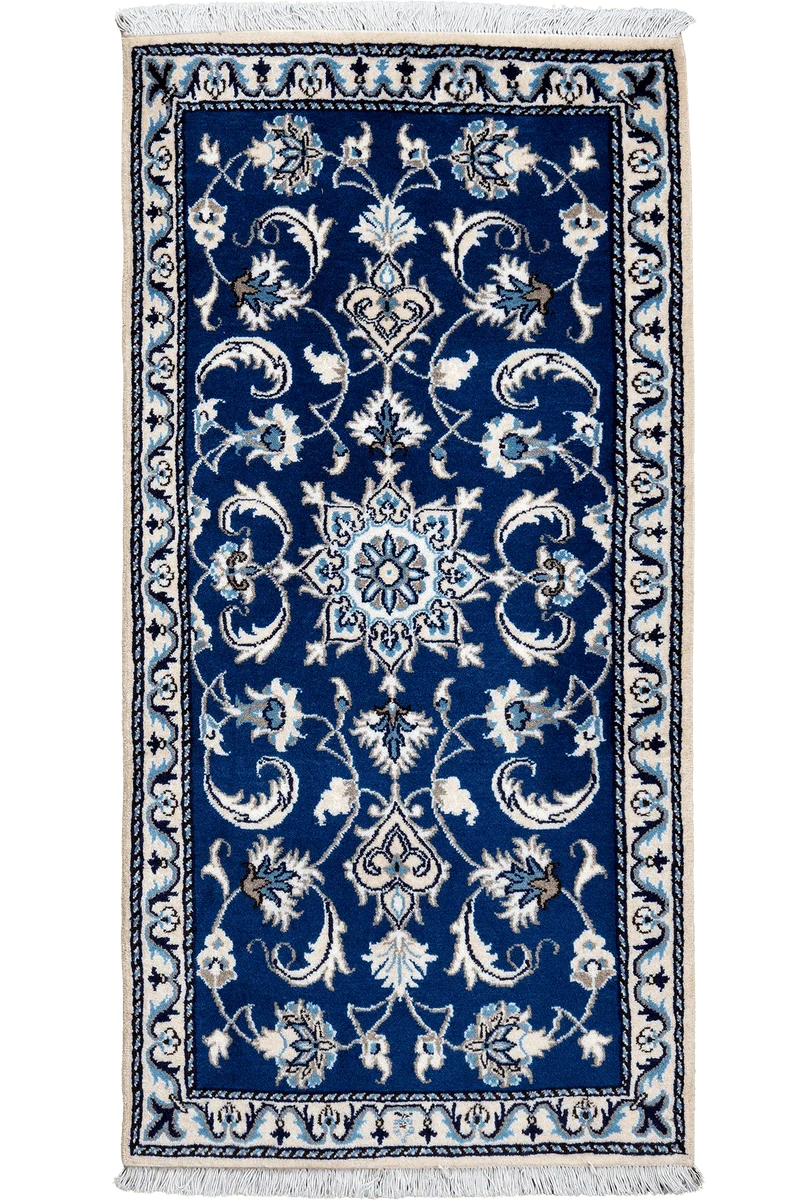 Nain 12La · Handgeknüpft – Blau, 135x69 cm