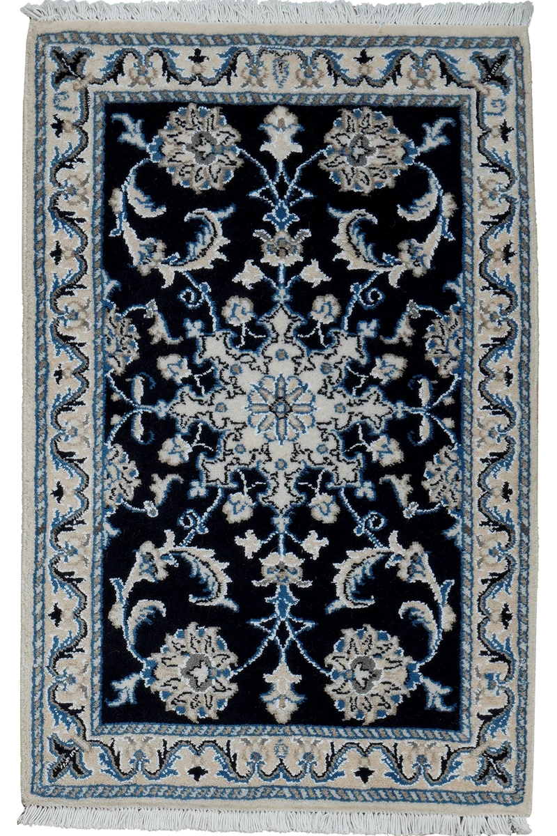 Nain 12La · Handgeknüpft – Blau, 90x59 cm