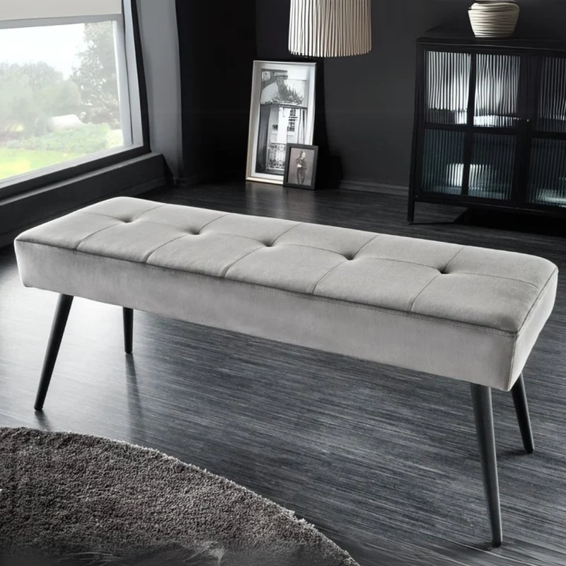 Moderne Sitzbank BELLE 100cm dunkel-grau Samt