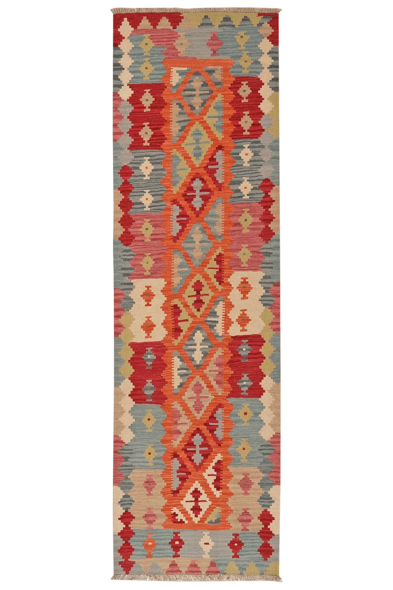 Kelim Gashgai · Handgewebt – Orange, 287x86 cm