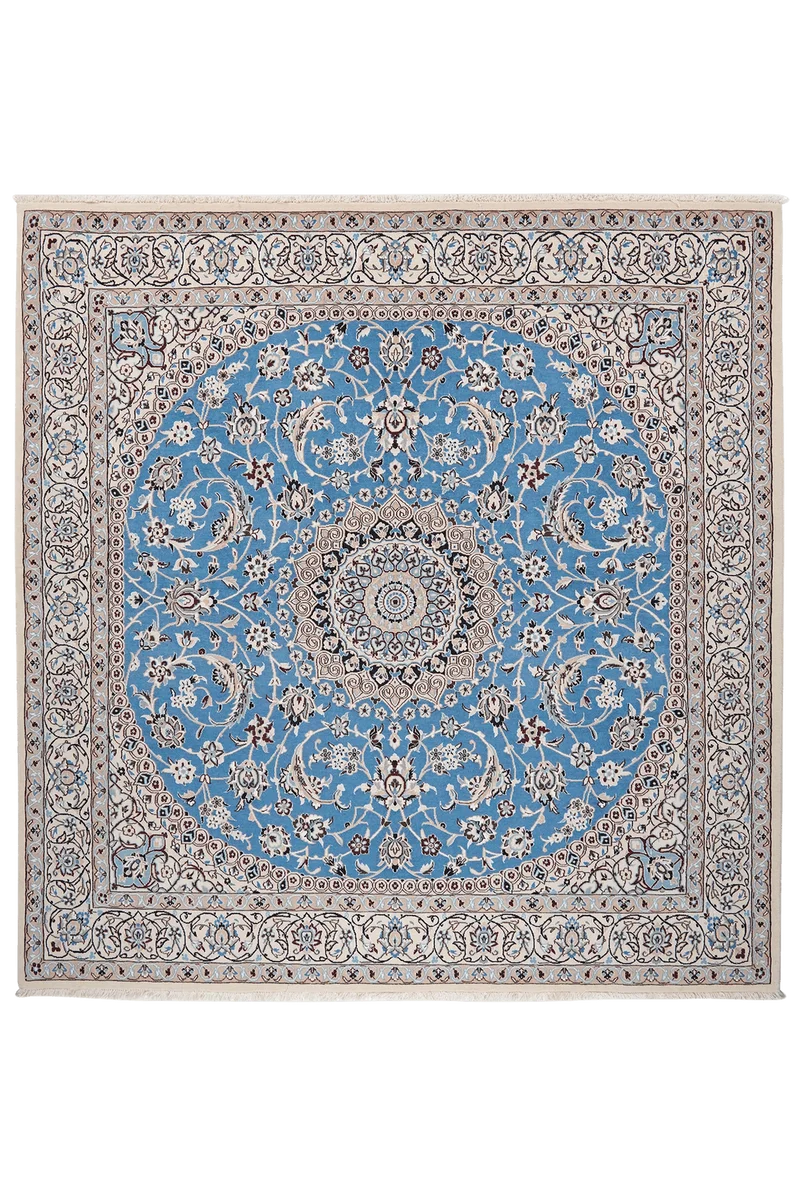 Nain 9La · Handgeknüpft – Blau, 210x203 cm