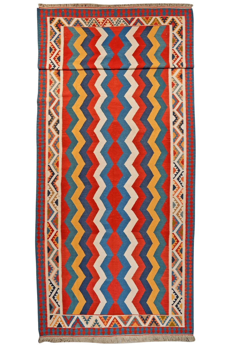 Kelim Gashgai · Handgewebt – Bunt, 585x206 cm