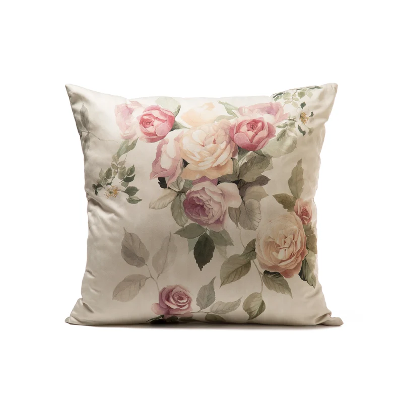 Cuscino arredo rose e fiori Floreale in Raso di cotone 300 gr