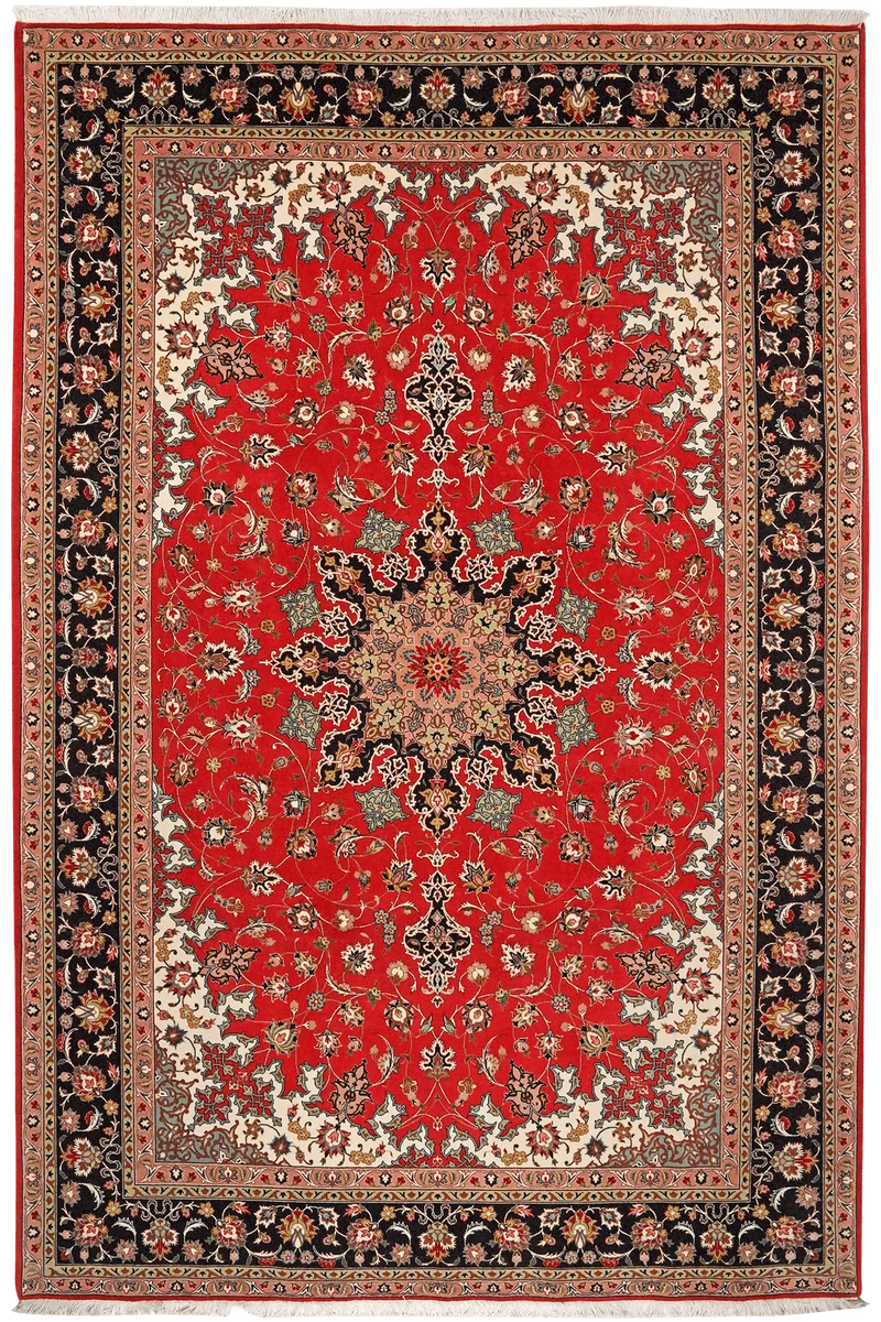 Tabriz 50 Raj · Handgeknüpft – Rot, 304x202 cm