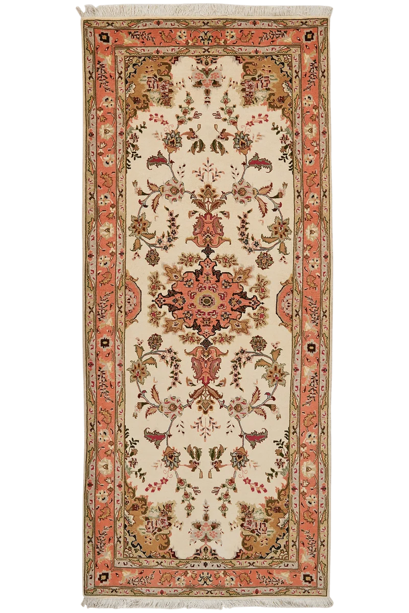 Tabriz 50 Raj · Handgeknüpft – Beige, 201x85 cm