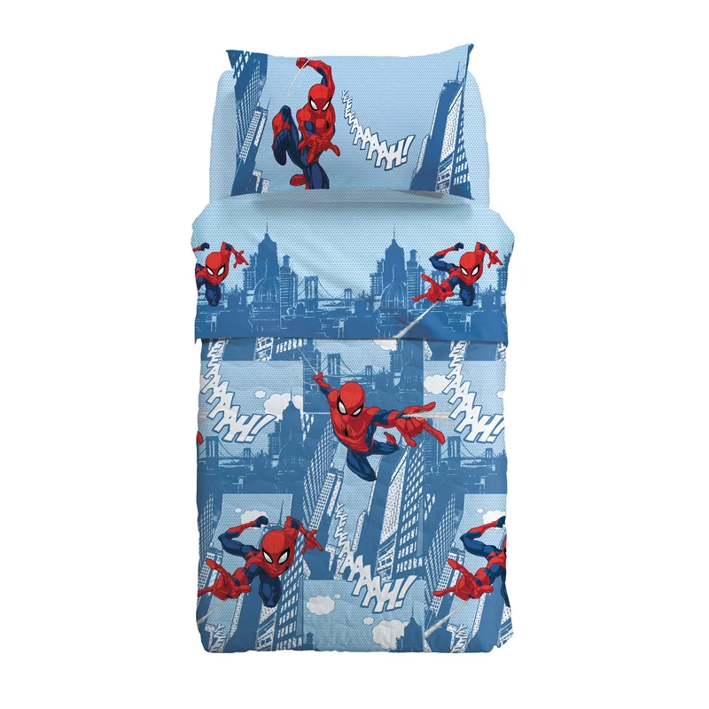 Copriletto Trapuntato in Cotone Spider-man Citta Marvel Ragazzo
