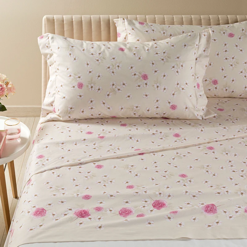 Completo Lenzuola millefiori Bouquet in Cotone