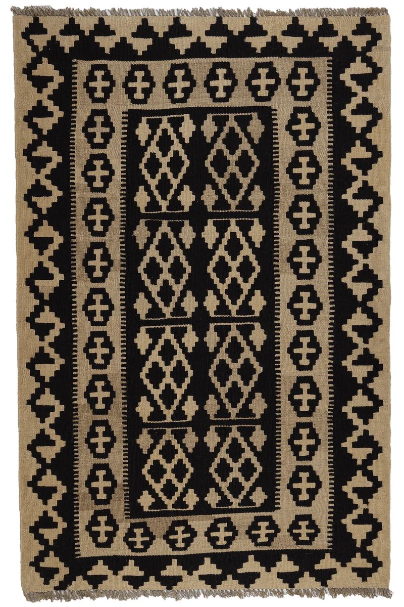 Kelim Gashgai · Handgewebt – Schwarz, 153x98 cm