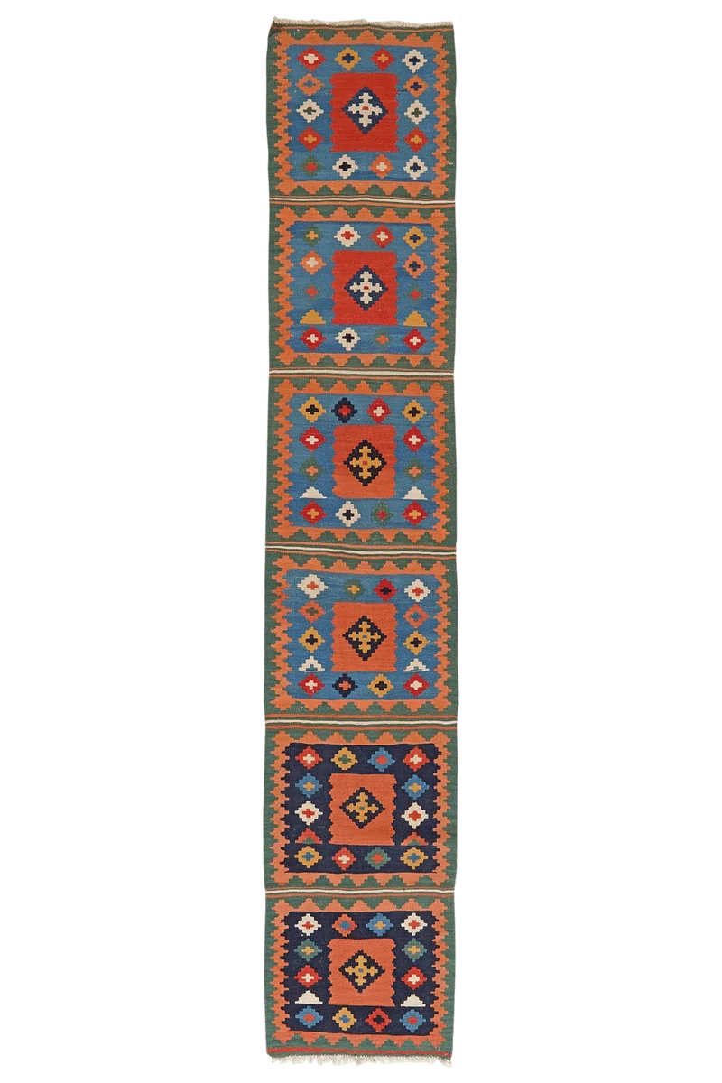 Kelim Gashgai · Handgewebt – Bunt, 306x53 cm