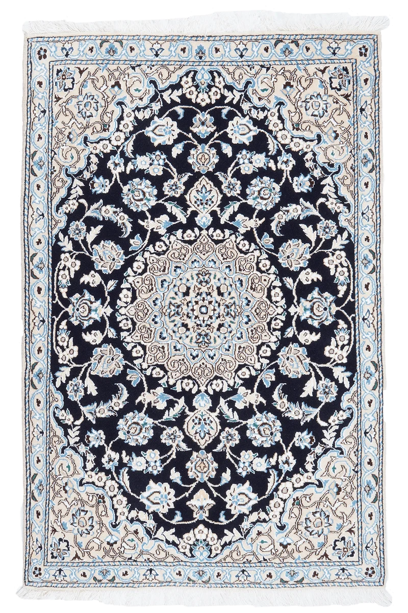 Nain 9La · Handgeknüpft – Blau, 132x88 cm