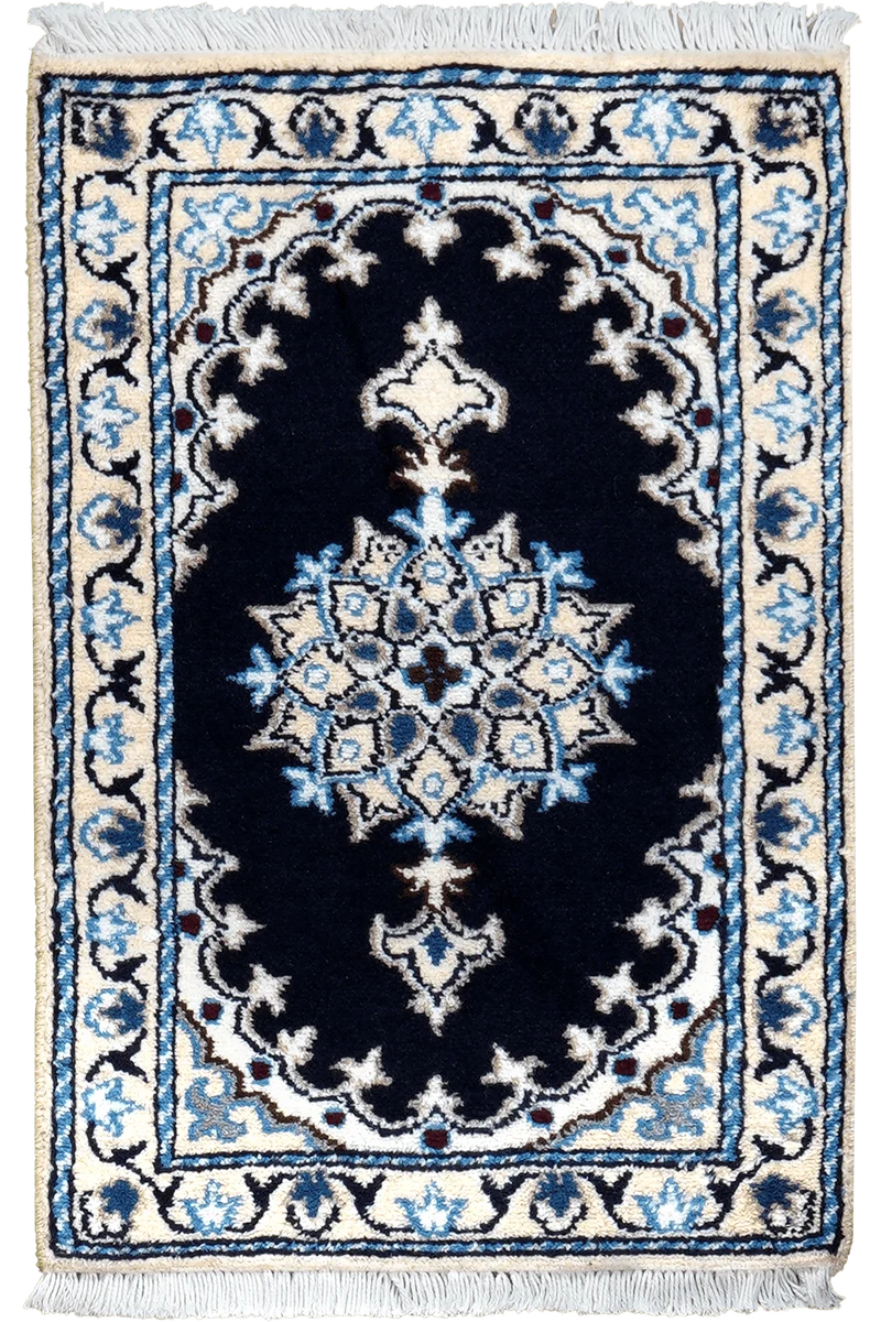 Nain 12La · Handgeknüpft – Blau, 59x39 cm
