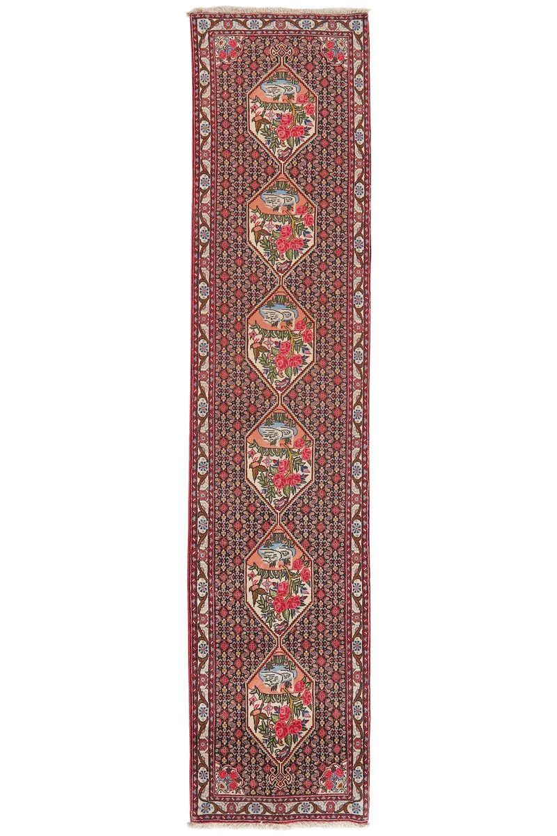 Senneh · Handgeknüpft – Blau, 330x72 cm