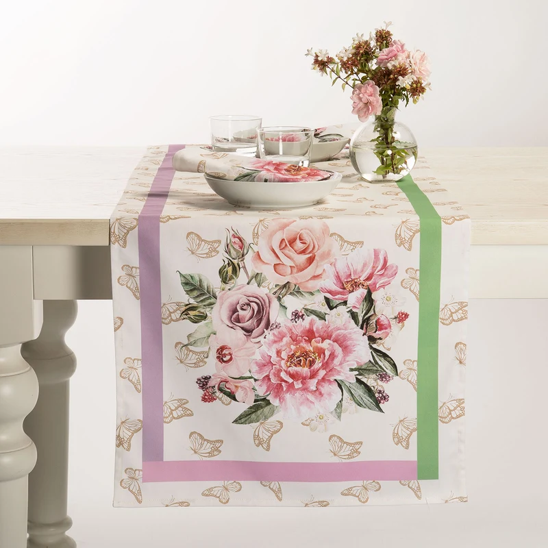 Runner tavola bouquet Floreale in Cotone