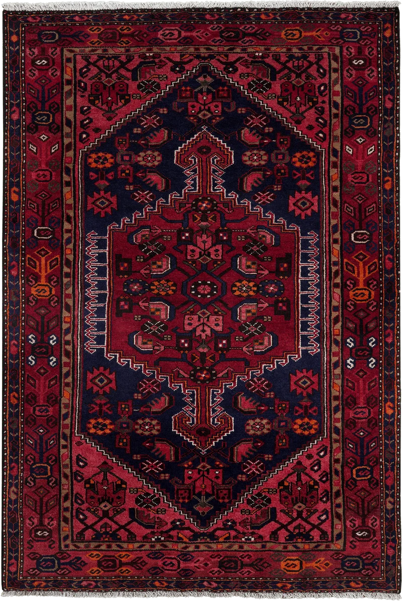 Khamseh · Handgeknüpft – Blau, 202x135 cm