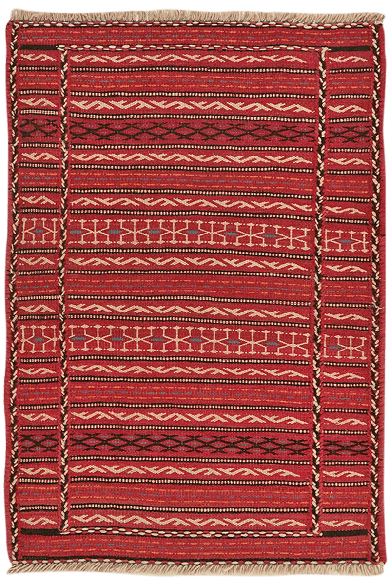Kelim Kordi · Handgewebt – Rot, 89x63 cm