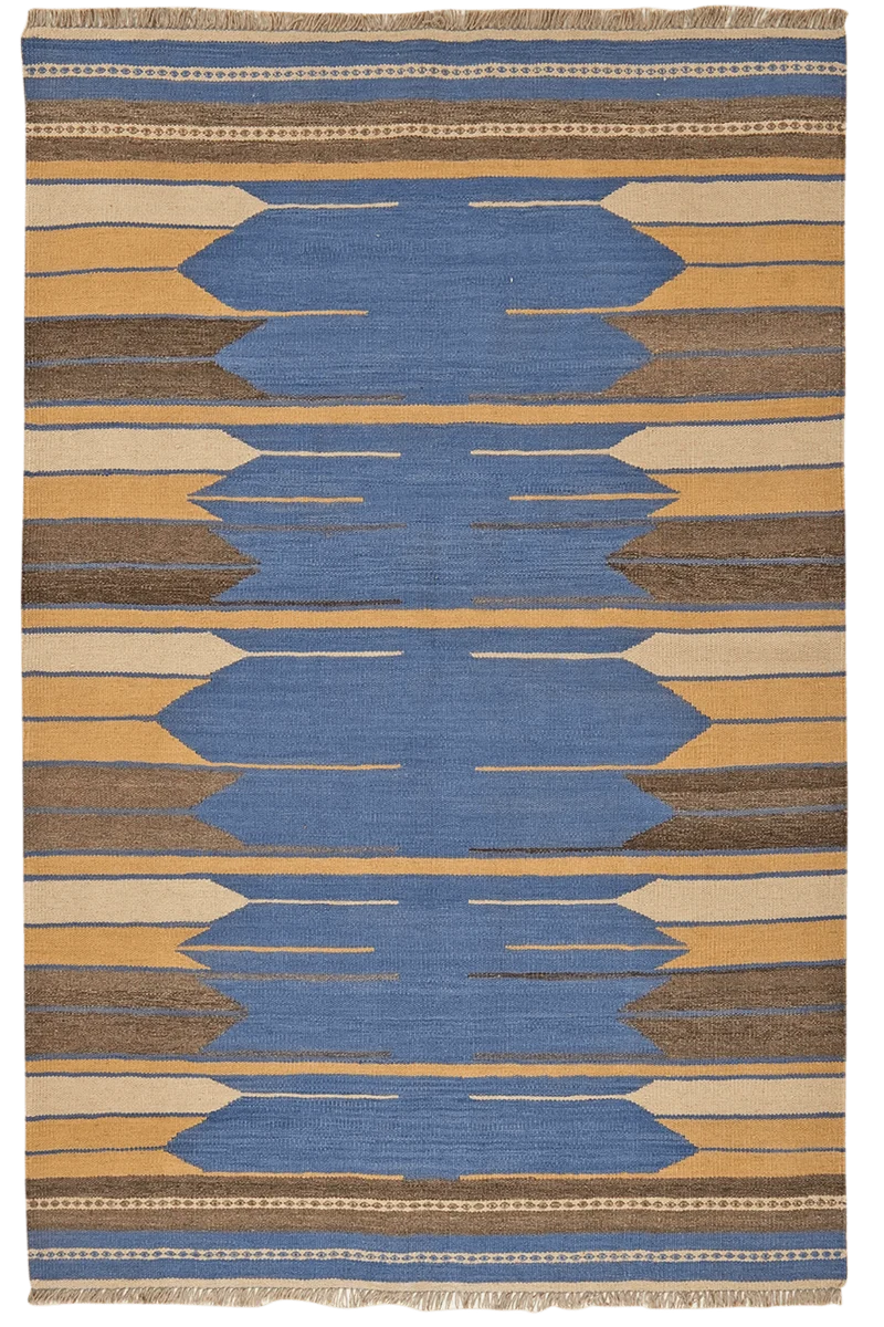 Kelim Gashgai · Handgewebt – Blau, 201x133 cm