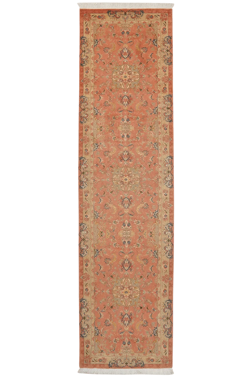 Tabriz 50 Raj · Handgeknüpft – Orange, 313x81 cm
