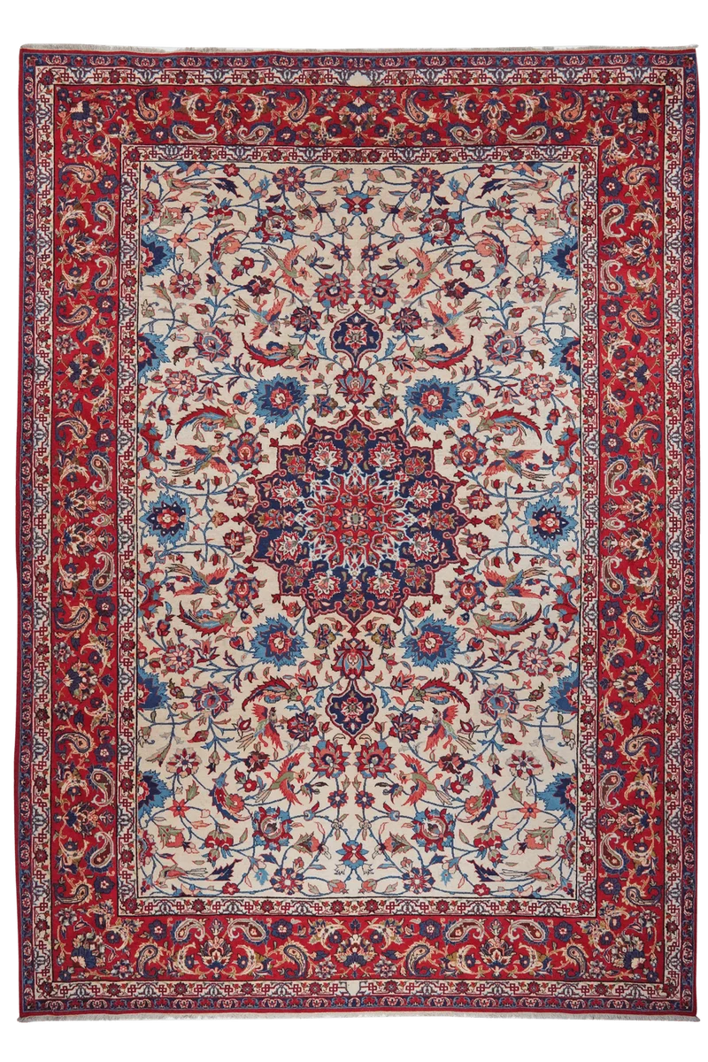 Isfahan · Handgeknüpft – Beige, 370x262 cm