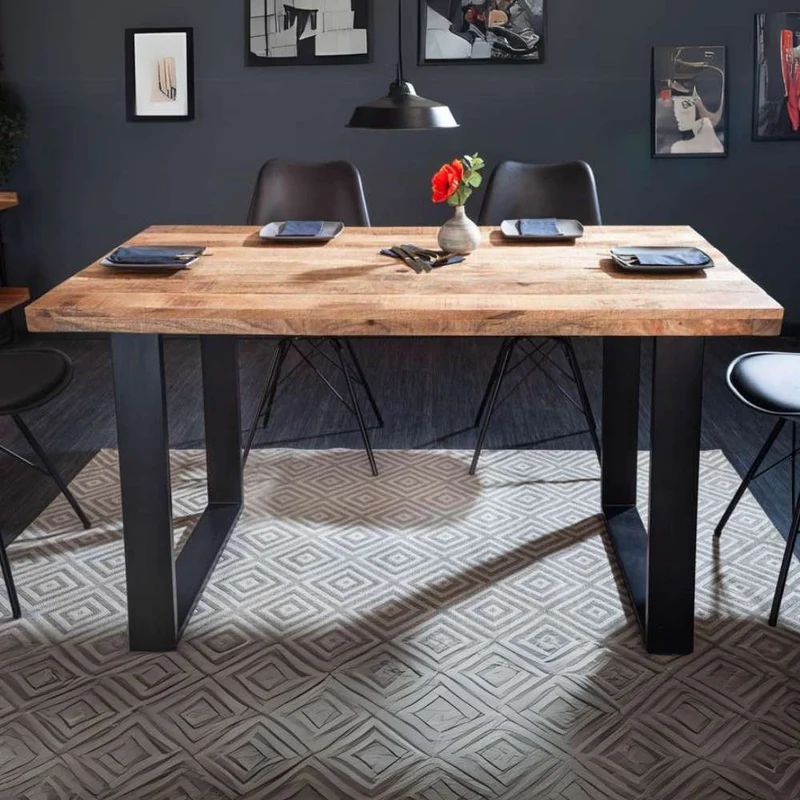 Industrie-Look Esstisch ARTE 120cm Mangoholz natural Eisengestell
