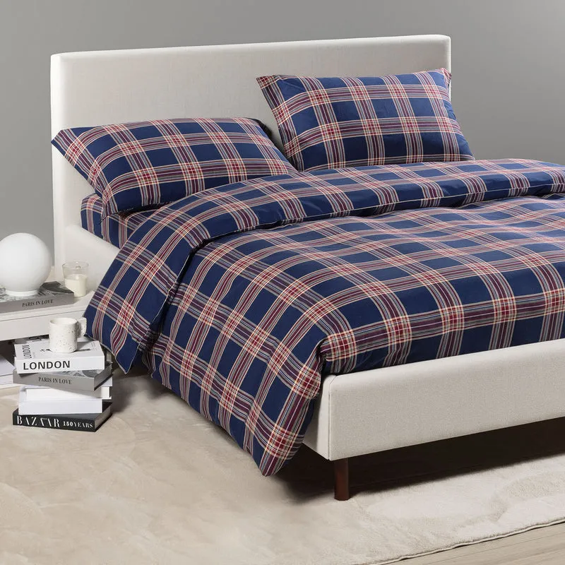 Completo Copripiumino Tartan tinto in filo City Time