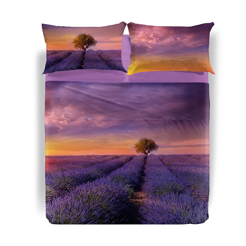 Completo Lenzuola Copriletto lavender sunset Fotografico in Cotone
