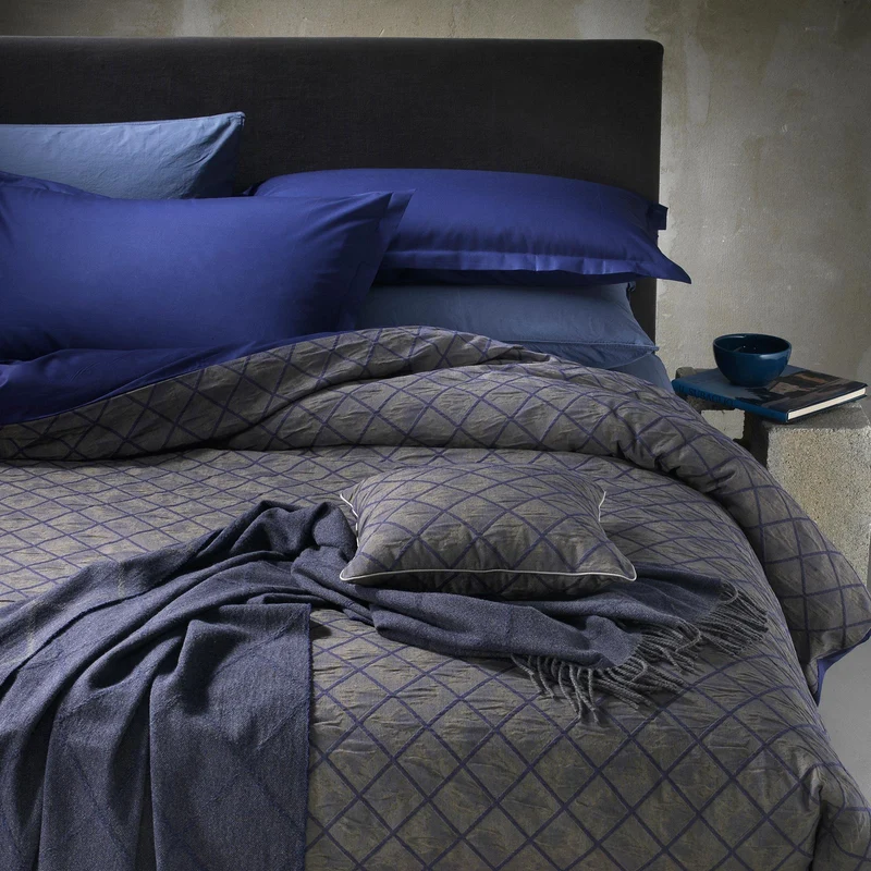Copripiumino con federe rugged jacquard in Cotone