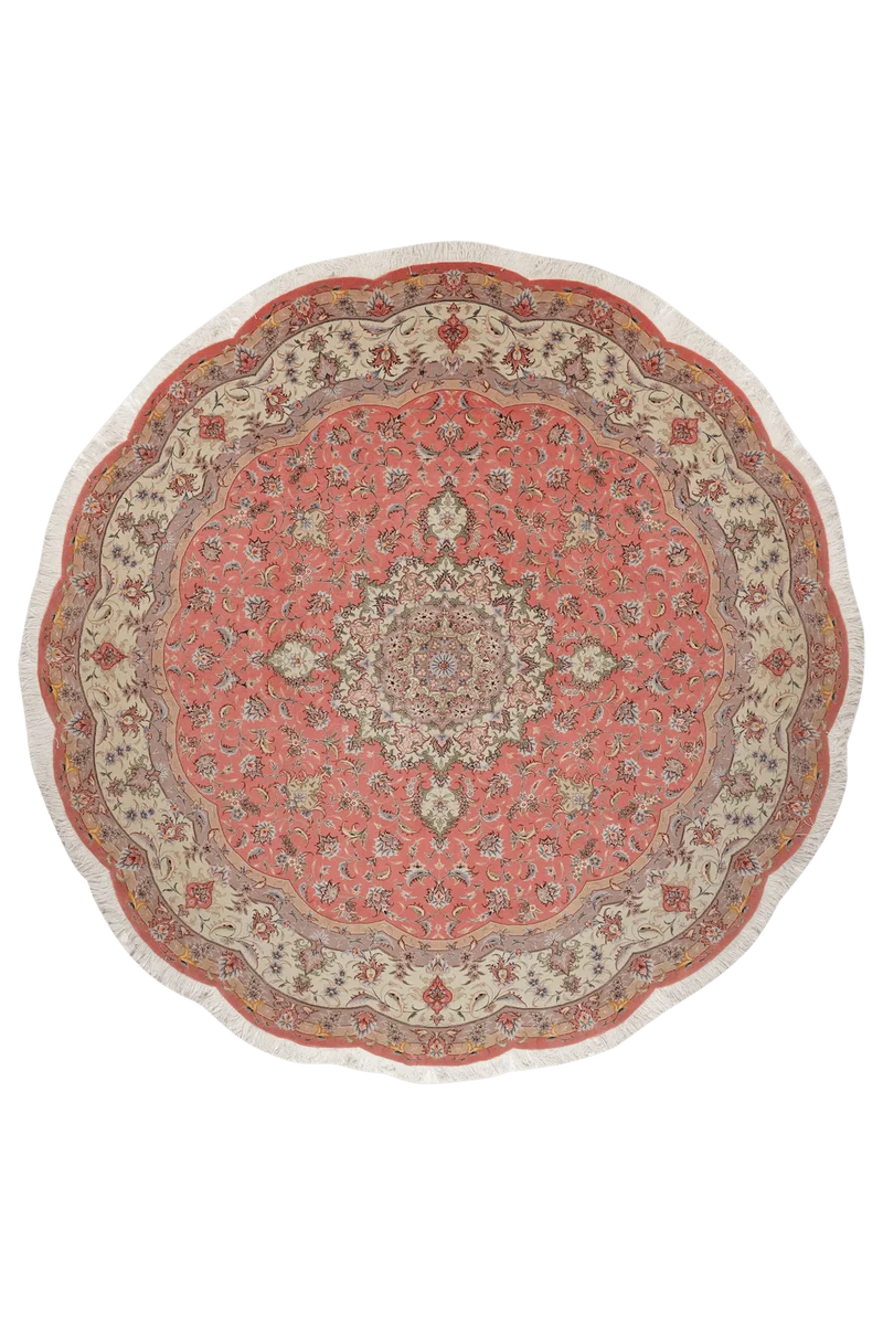 Tabriz Round · Handgeknüpft – Beige, 246x246 cm