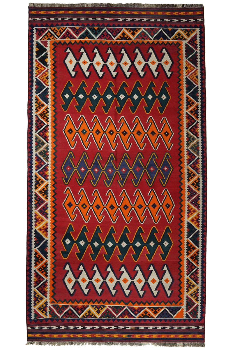 Kelim Gashgai Old · Handgewebt – Rot, 310x165 cm