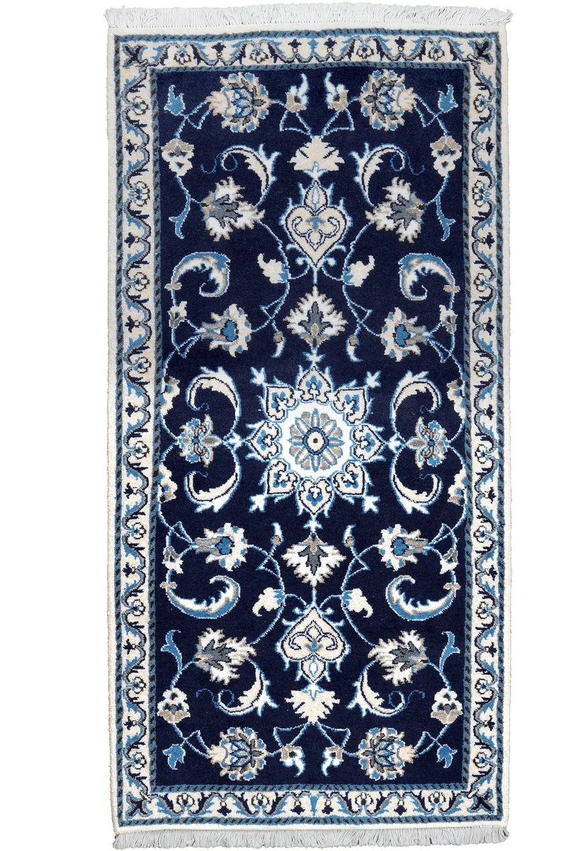 Nain 12La · Handgeknüpft – Blau, 136x67 cm