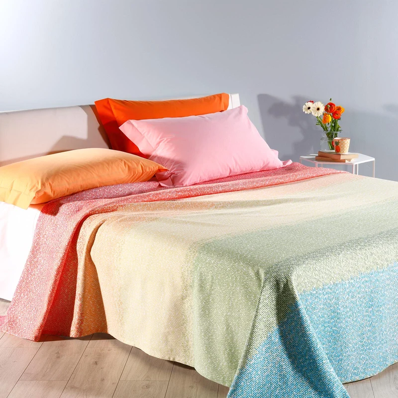 Copriletto Estivo rainbow Moderno in Cotone Panama