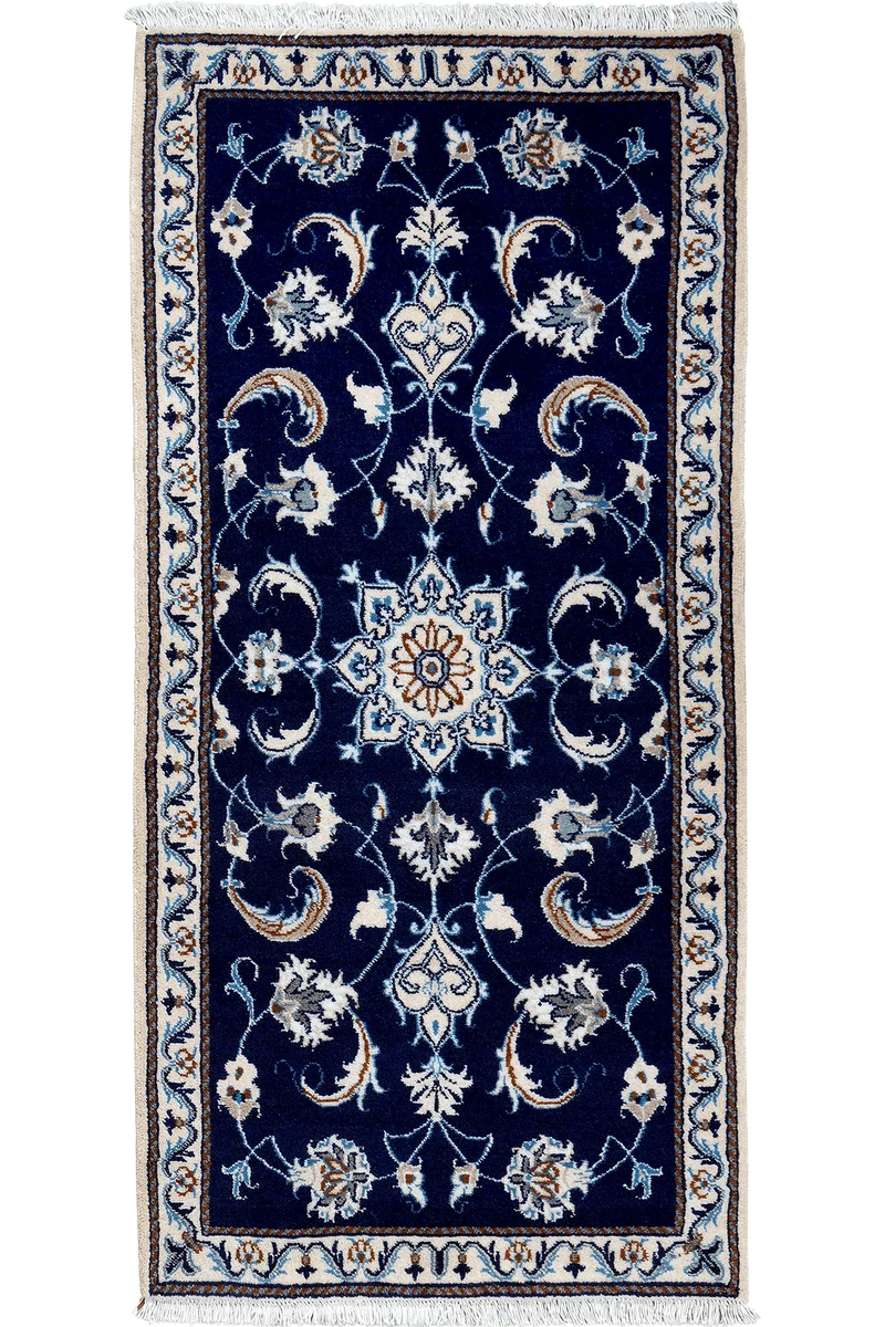 Nain 12La · Handgeknüpft – Blau, 140x68 cm