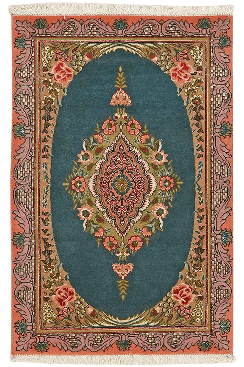 Tabriz 50 Raj · Handgeknüpft – Grün, 93x60 cm