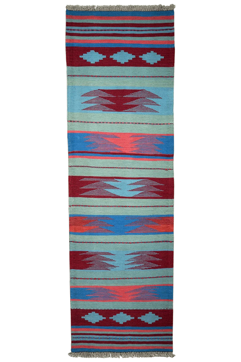 Kelim Gashgai · Handgewebt – Blau, 203x64 cm
