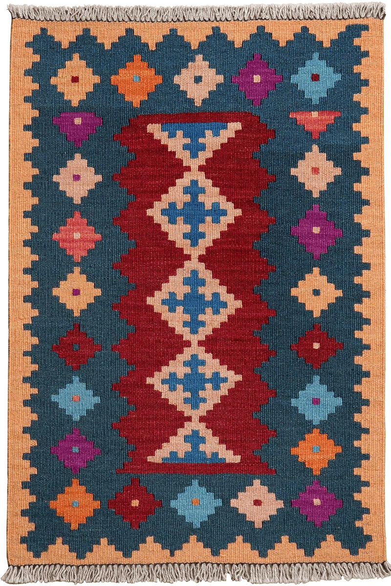 Kelim Gashgai · Handgewebt – Rot, 88x61 cm