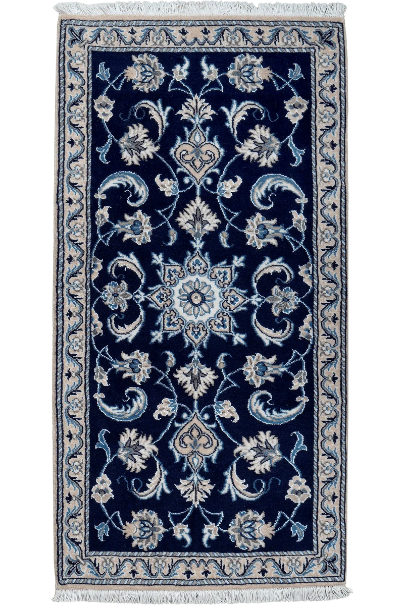 Nain 12La · Handgeknüpft – Blau, 139x69 cm