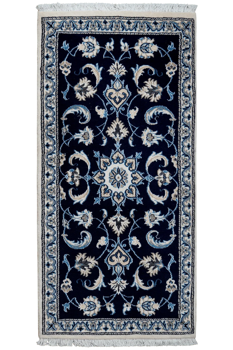 Nain 12La · Handgeknüpft – Blau, 140x68 cm