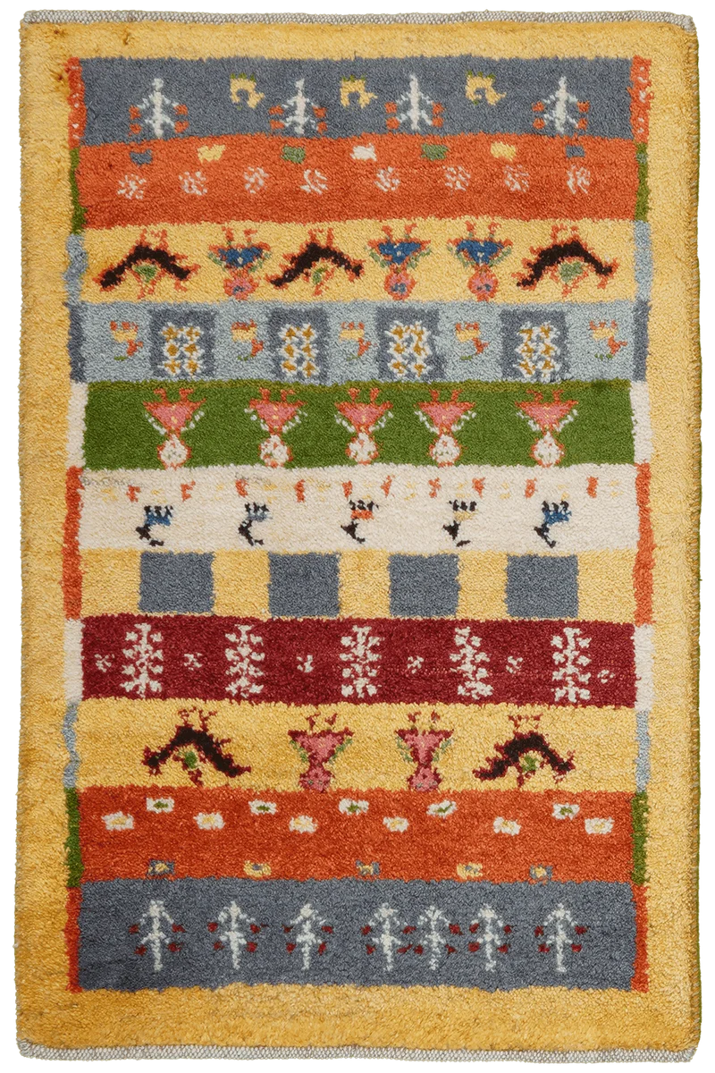 Gabbeh Sonnat · Handgeknüpft – Gelb, 88x57 cm