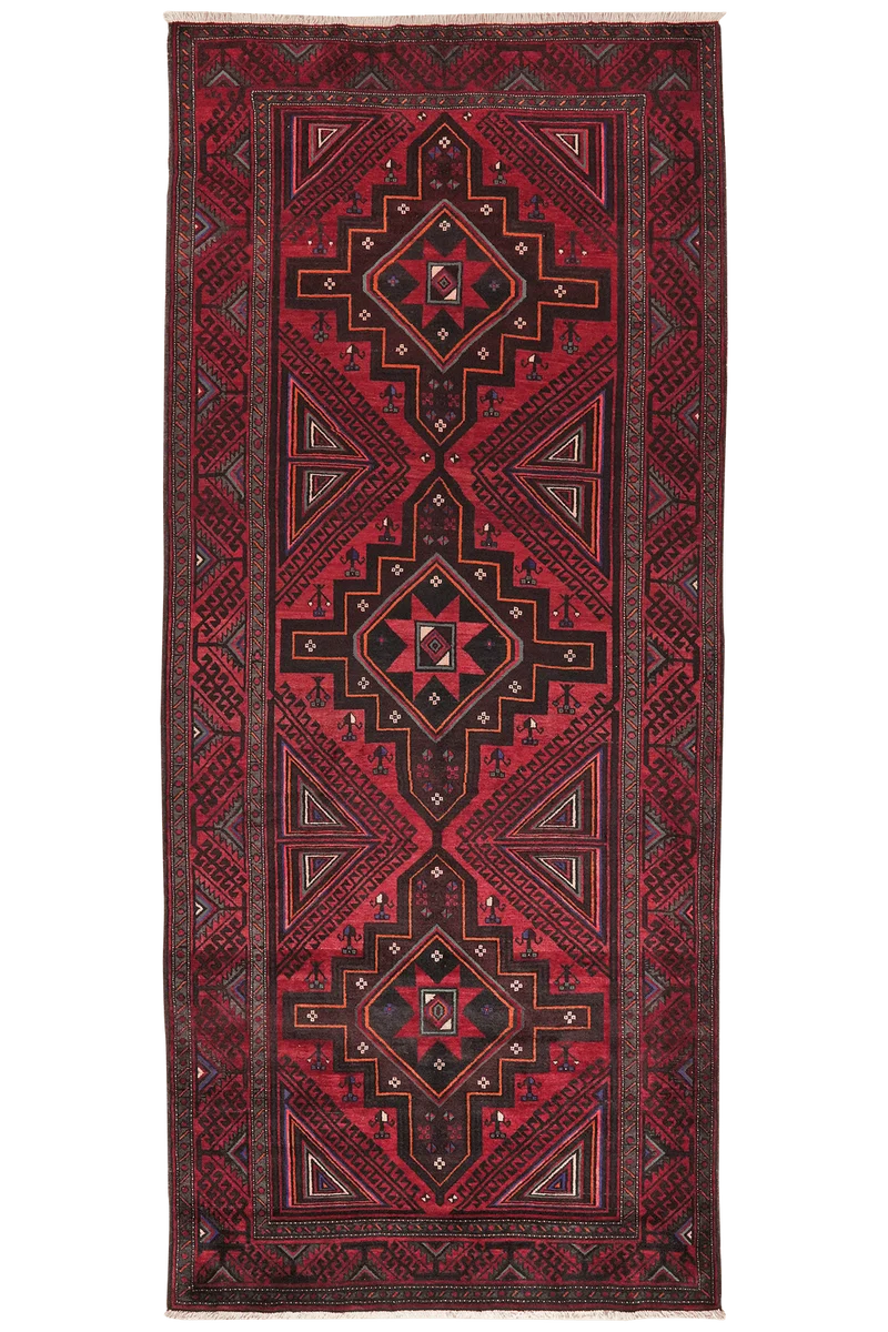 Belutch · Handgeknüpft – Rot, 378x164 cm